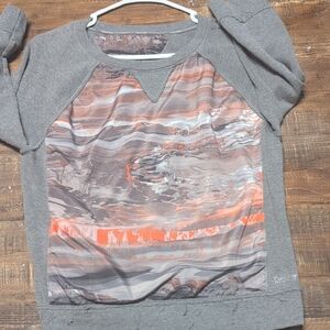 Calvin Klein Gray and Orange Graphic Sweatshirt